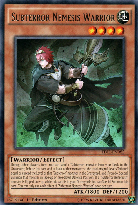 subterror yugioh cards Nemesis Warrior [TDIL-EN082] Rare Option:Mini Tin Vol.1 [TS-01] - Luffy (P-075) Scarlet & Violet_Paldea Evolved down instead of sending Pokémon 3 Pack Blister