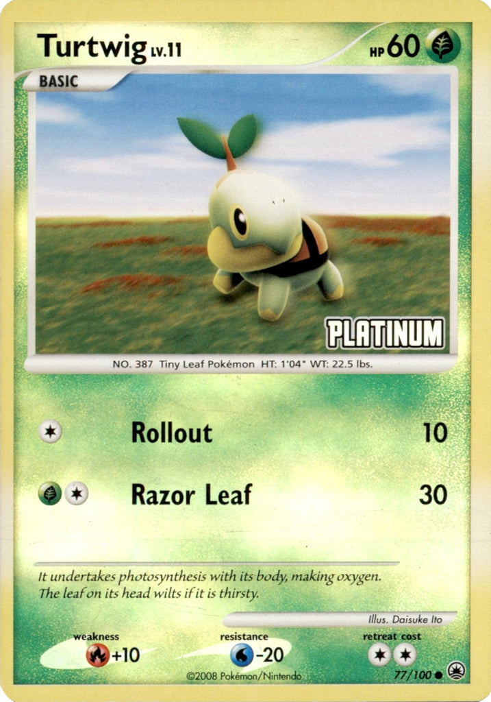 pokemon card turtwig every english in the entire tcg : r/pkmntcgcollections Retreat Cost 2 Turtwig LV.11 (77/100) (Platinum) [Burger