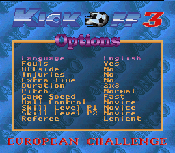 Kick Off 3: European Challenge - SNES