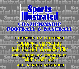 Sports Illustrated: Championship Football & Baseball - SNES