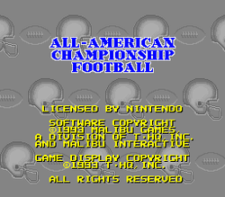 All-American Championship Football - SNES