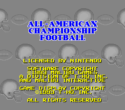 All-American Championship Football - SNES