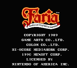 Faria: A World of Mystery & Danger! - NES