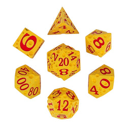 Metal Dice Set - Cheese - Red Numbers