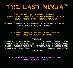 Last Ninja 2: Back with a Vengeance - NES