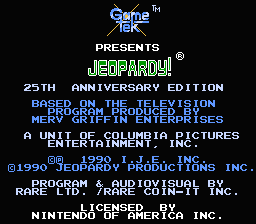 Jeopardy!: 25th Anniversary Edition - NES