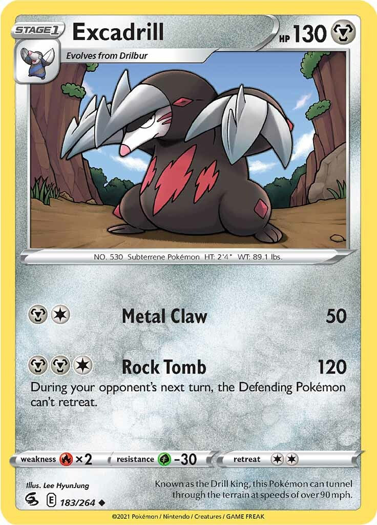 pokemon excadrill card (183/264) [Sword & Shield: Fusion Strike] Style:46868 neorarecards [Fighting] Rototiller Shuffle up White Kyurem 21/124 Fates