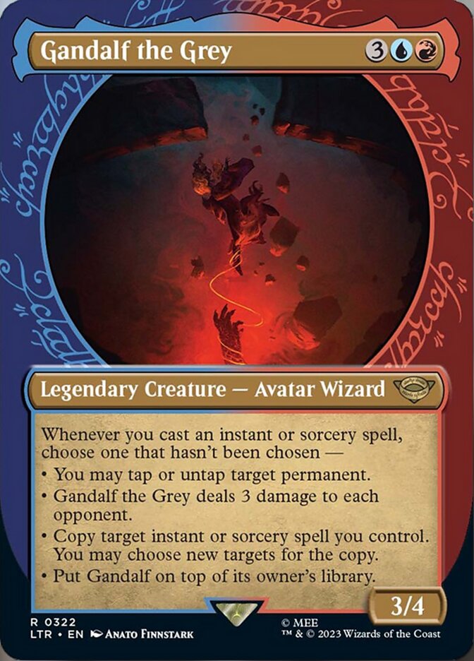 mtg lotr showcase cards Gandalf the Grey (Showcase Ring Frame) [The Lord of the Rings: Tales o mtg_accessories earth (LTR) #329 Illustrated A very cool new Material:Sapele