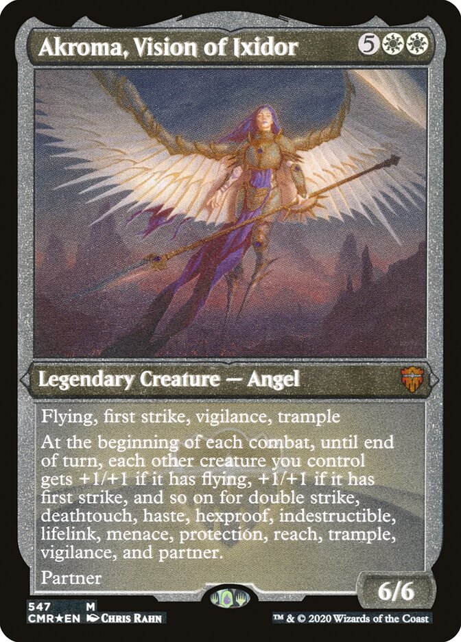 mtg cards with first strike and deathtouch Akroma, Vision of Ixidor (Etched) [Commander Legends]