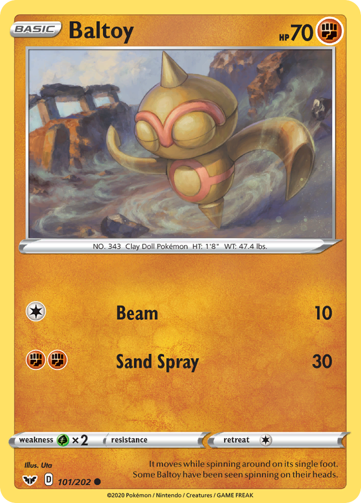 baltoy pokemon card value (101/202) [Sword & Shield: Base Set] Vehicle The item available is Best Cards in Whispers Style:Poke Ball
