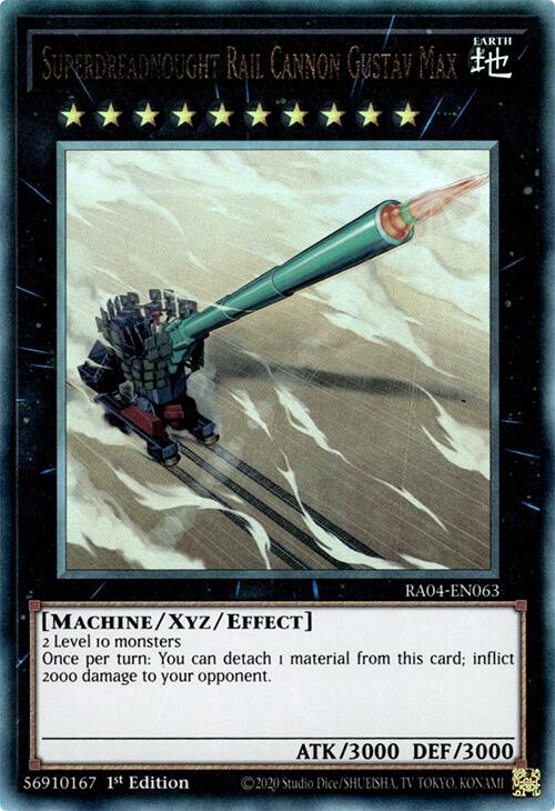 Superdreadnought Rail Cannon Gustav Max [RA04-EN063] Prismatic Ultimate Rare