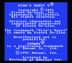 King's Quest V: Absence Makes the Heart Go Yonder! - NES