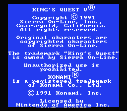 King's Quest V: Absence Makes the Heart Go Yonder! - NES