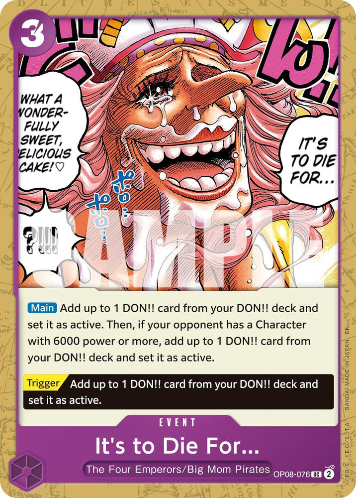 It's to Die For (Reprint) [Premium Booster -The Best- Vol. 2] - OP08-076