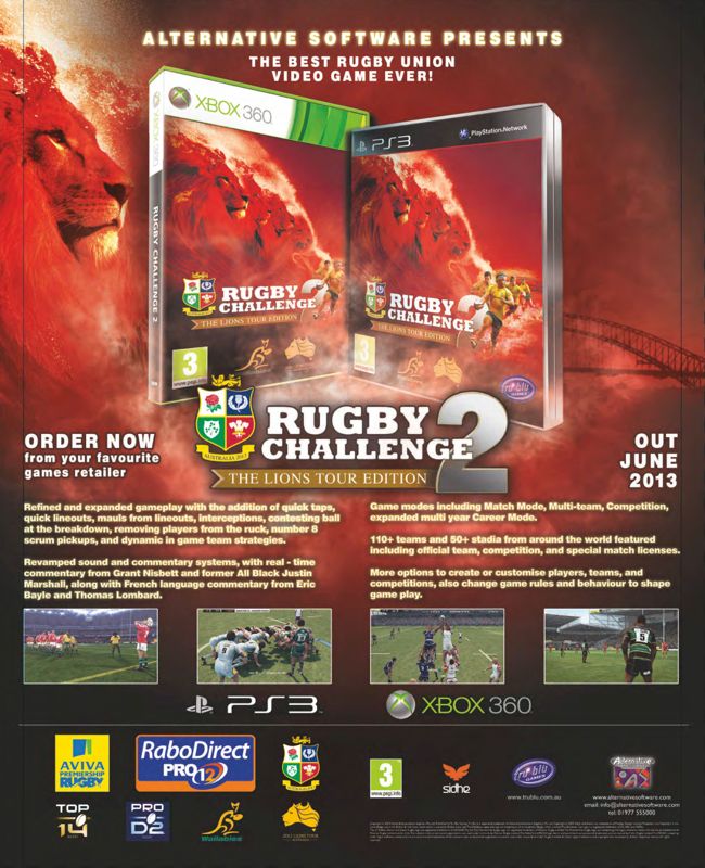 Jonah Lomu Rugby Challenge 2: Featuring the Lions Tour - PS3