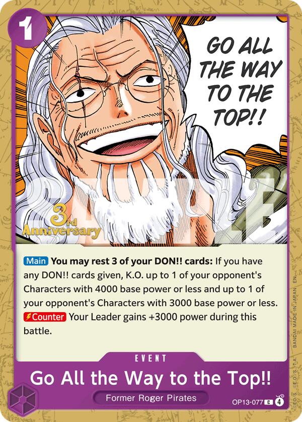 Go All the Way to the Top!! [Carrying On His Will: 3rd Anniversary Tournament Cards] - OP13-077