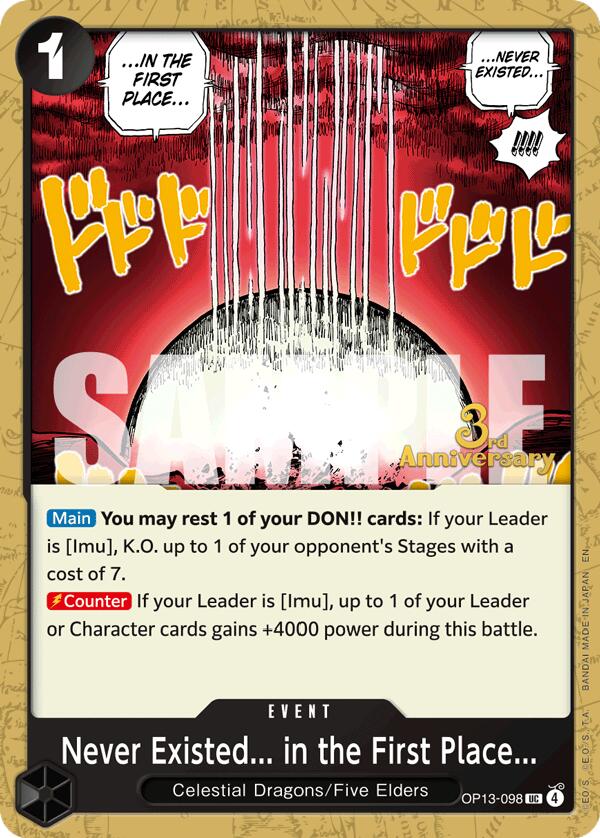 Never Existed... in the First Place... [Carrying On His Will: 3rd Anniversary Tournament Cards] - OP13-098