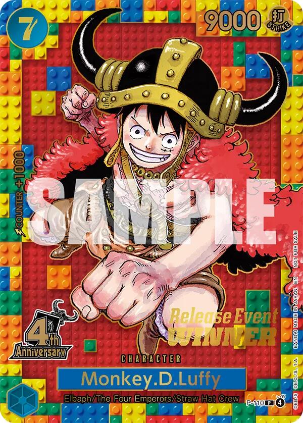 Monkey.D.Luffy (4th Anniversary) (Winner) [One Piece Promotion Cards] - P-110