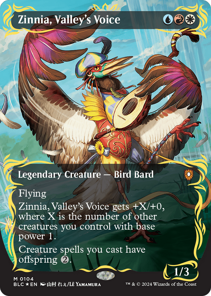Zinnia, Valley's Voice (Borderless) (Raised Foil) [Bloomburrow Command Zinnia, Valley's Voice (Borderless) (Raised Foil) [Bloomburrow Command