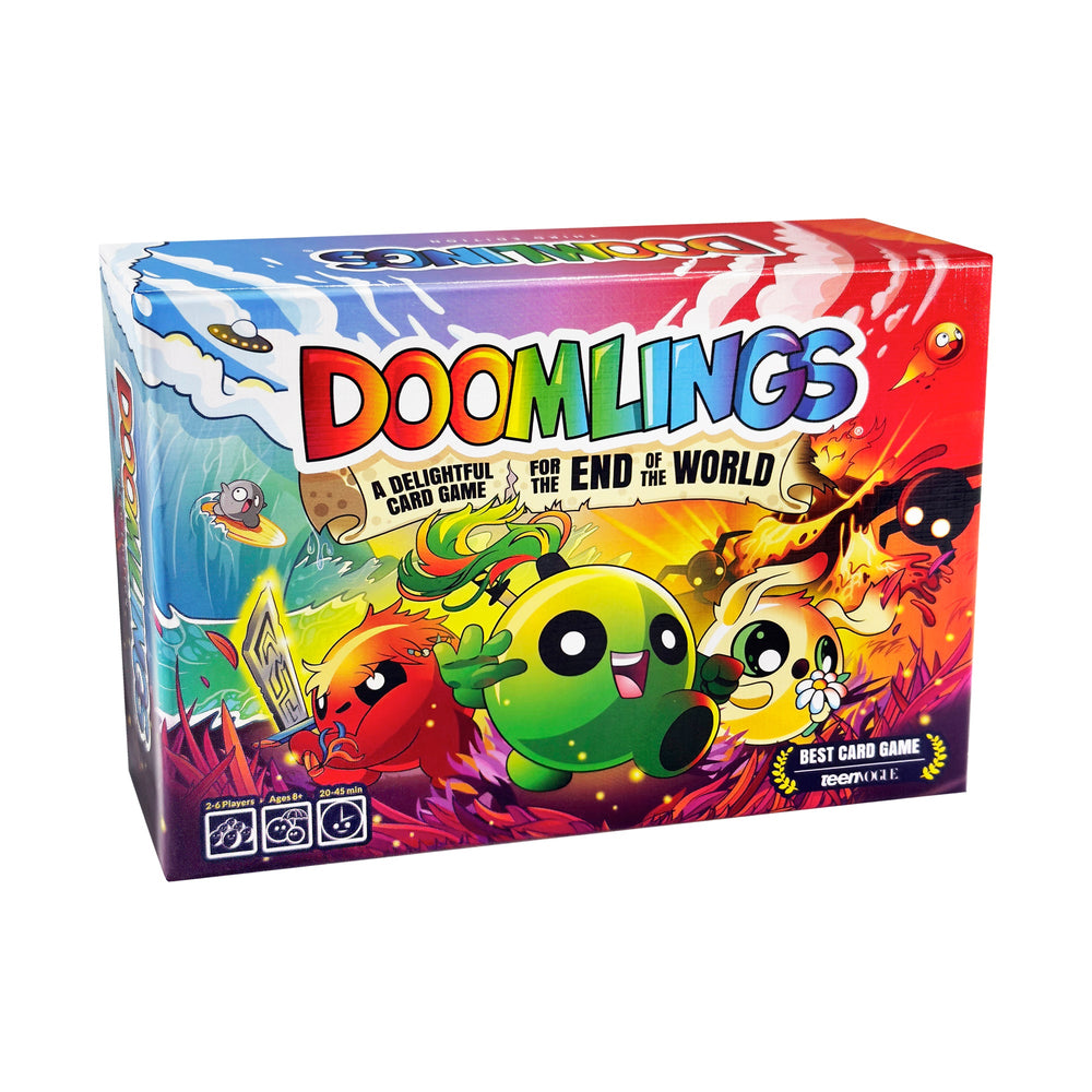Doomlings Base Game classic box featuring colorful illustrations and holofoil effects.