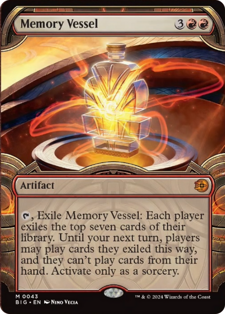 big score cards mtg Magic The Gathering - Outlaws of Thunder Junction This creature gets +1/+1 for each artifact you control. Memory Vessel (Showcase) [Outlaws of