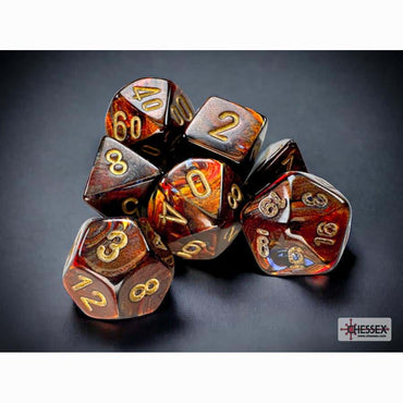 7ct Mini-Polyhedral Dice Set: Blue Blood With Gold