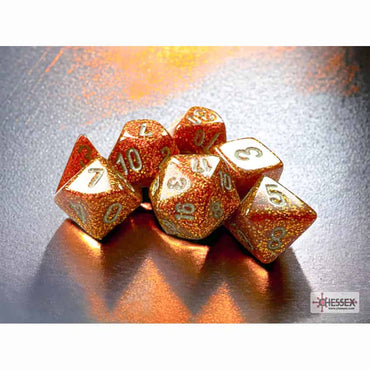 7ct Mini-Polyhedral Dice Set: Glitter Gold With Silver