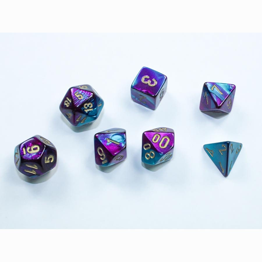 7ct Mini-Polyhedral Dice Set: Gemini Purple-Teal With Gold