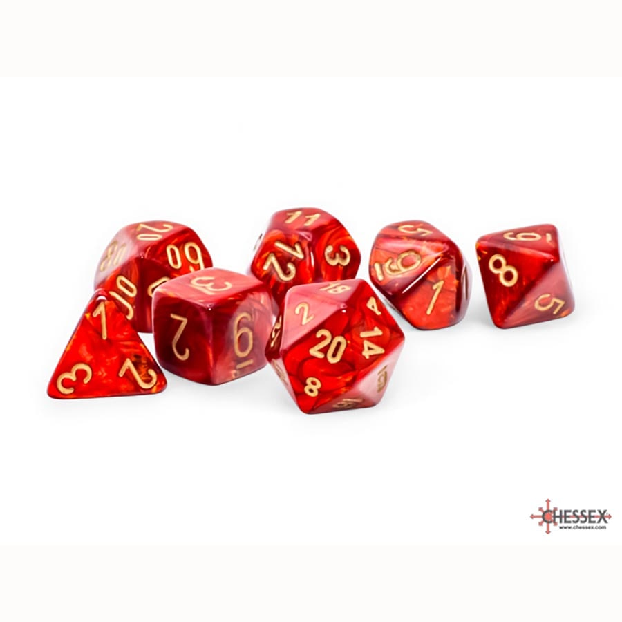 7CT MEGA-HEDRAL DICE SET: SCARAB SCARLET WITH GOLD