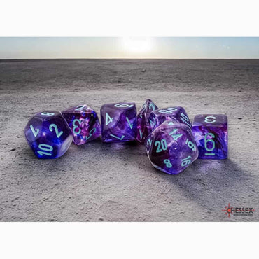 7CT MEGA-HEDRAL DICE SET: NEBULA NOCTURNAL LUMINARY WITH TURQUOISE