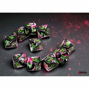 BRUSHED DICE: PAINTBALL WITH GREEN SET OF TEN D10 DICE SET