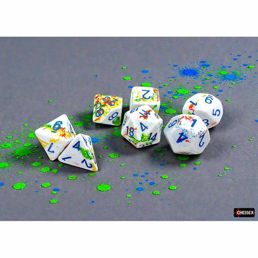 BRUSHED DICE: POLYHEDRAL BREEZY WITH BLUE 7-DIE SET