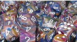 7CT FESTIVE POLY DICE SET, CAROUSEL/WHITE