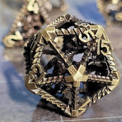 Metal Dice Set - Hollow - Dragon's Immure - Antique Gold