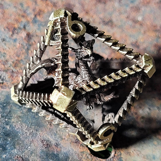 Metal Dice Set - Hollow - Dragon's Immure - Antique Gold