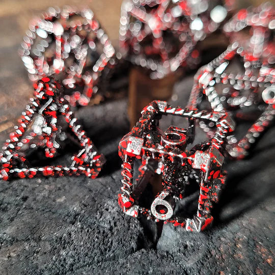 Metal Dice Set - Hollow - Dragon's Immure - Silver Blood