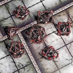 Metal Dice Set - Hollow - Dragon's Immure - Silver Blood