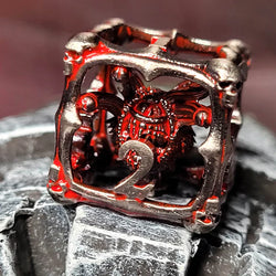 Metal Dice Set - Hollow - Grave Watcher - Silver & Red