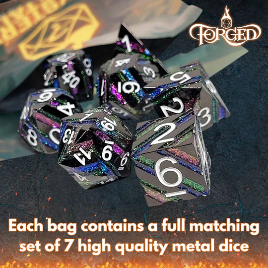 Mystery Set of 7 Metal Dice - Forged Gaming