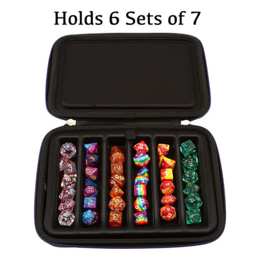6-Row Zip-Close Dice Box & Storage Case with Removable Dice Tray