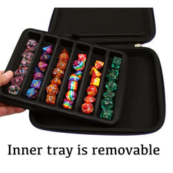 6-Row Zip-Close Dice Box & Storage Case with Removable Dice Tray