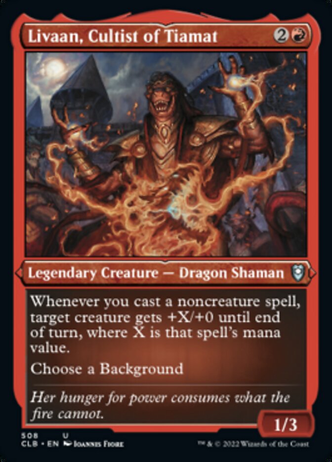 house of horror mtg card list Livaan, Cultist of Tiamat (Foil Etched) [Commander Legends: Battle for