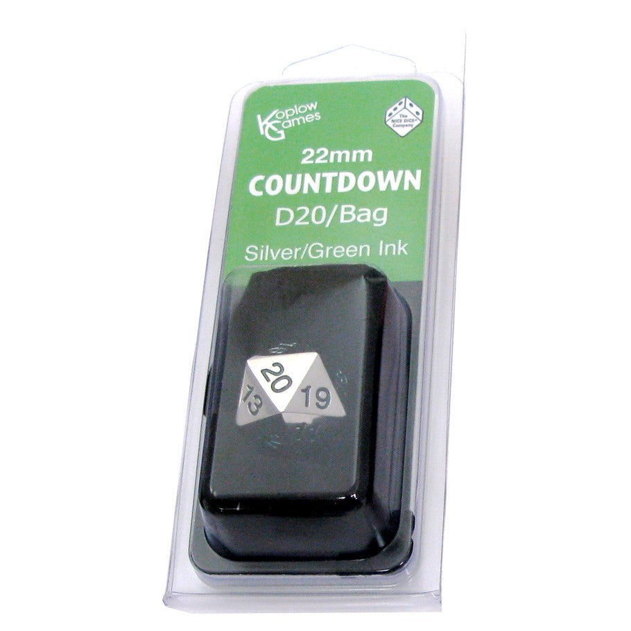 22mm Metal D20 With Bag - Koplow Games