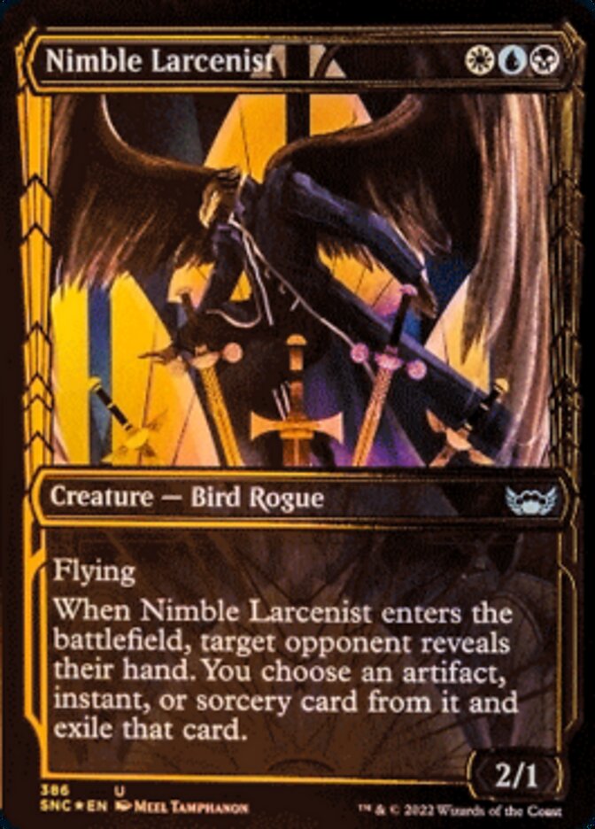 mtg gilded cards Nimble Larcenist (Showcase Golden Age Gilded Foil) [Streets of New Cap