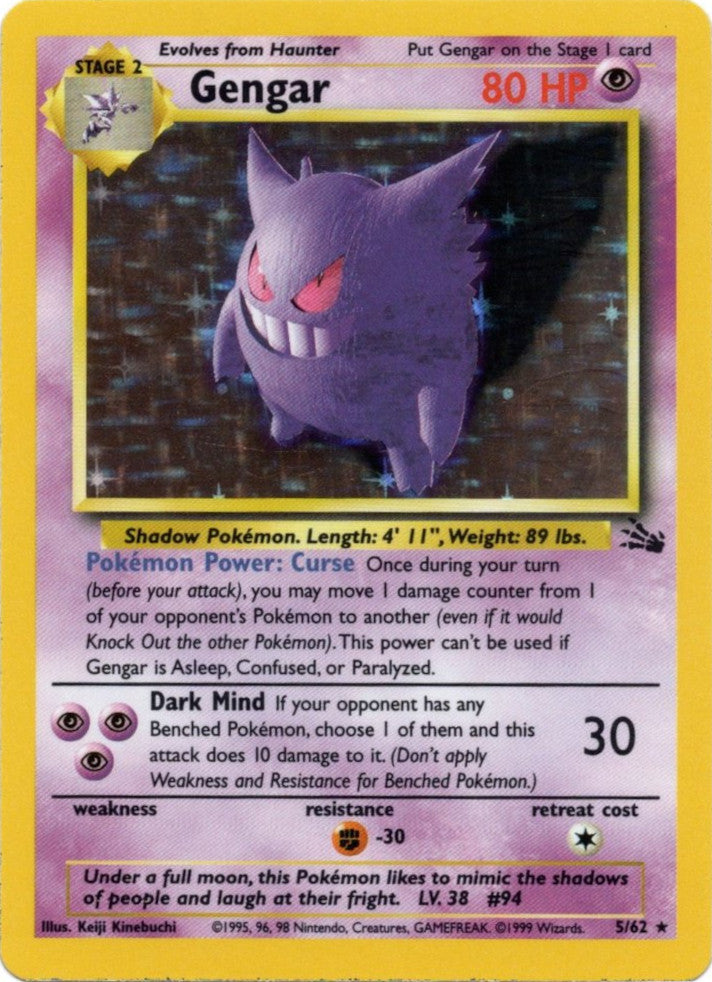 white gengar pokemon card Gengar (5/62) [Fossil Unlimited]