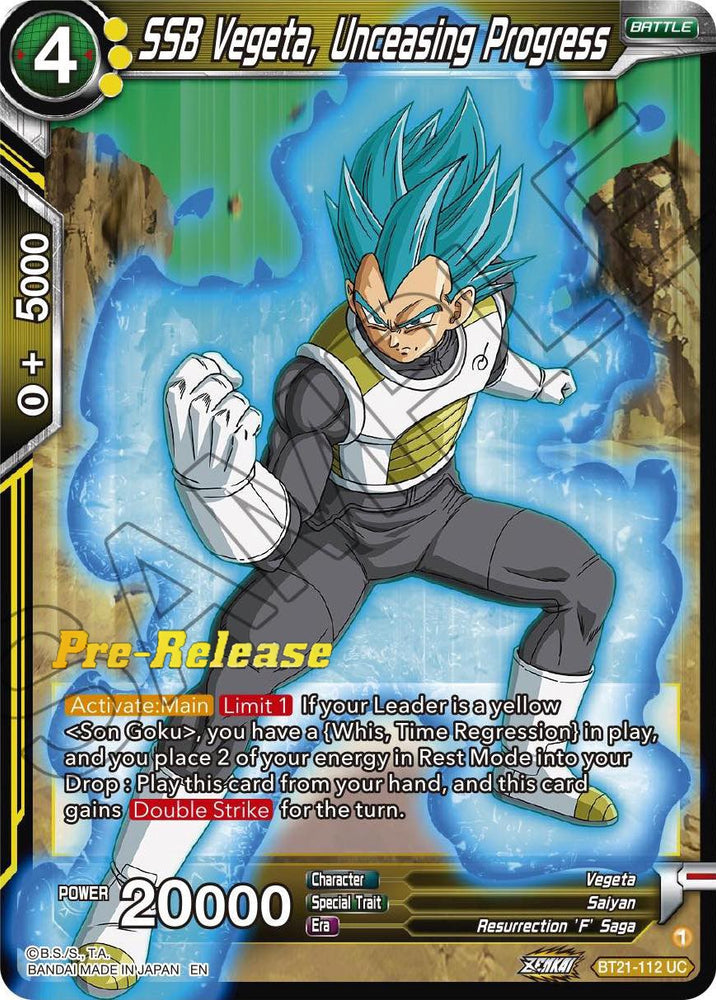 SSB Vegeta, Unceasing Progress (BT21-112) [Wild Resurgence Pre-Release