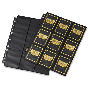 50 Non Glare Side Load Binder Pages - Dragon Shield - 9 Pocket - Black