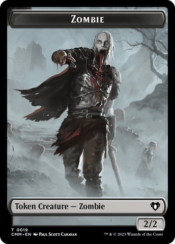 Zombie (0019) // Knight Double-Sided Token [Commander Masters Tokens]