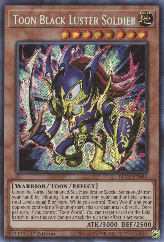 yugioh card black luster soldier Toon Black Luster Soldier [BLCR-EN065] Secret Rare