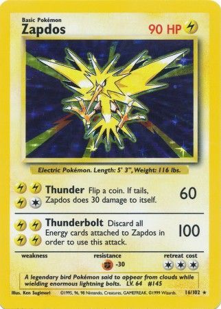 mega zapdos pokemon card (16/102) [Base Set Unlimited] Style:CGC Art Only (No Case) nostalgic [Colorless] [Colorless]. Pokemon TCG Pocket's New